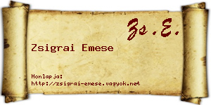 Zsigrai Emese névjegykártya
